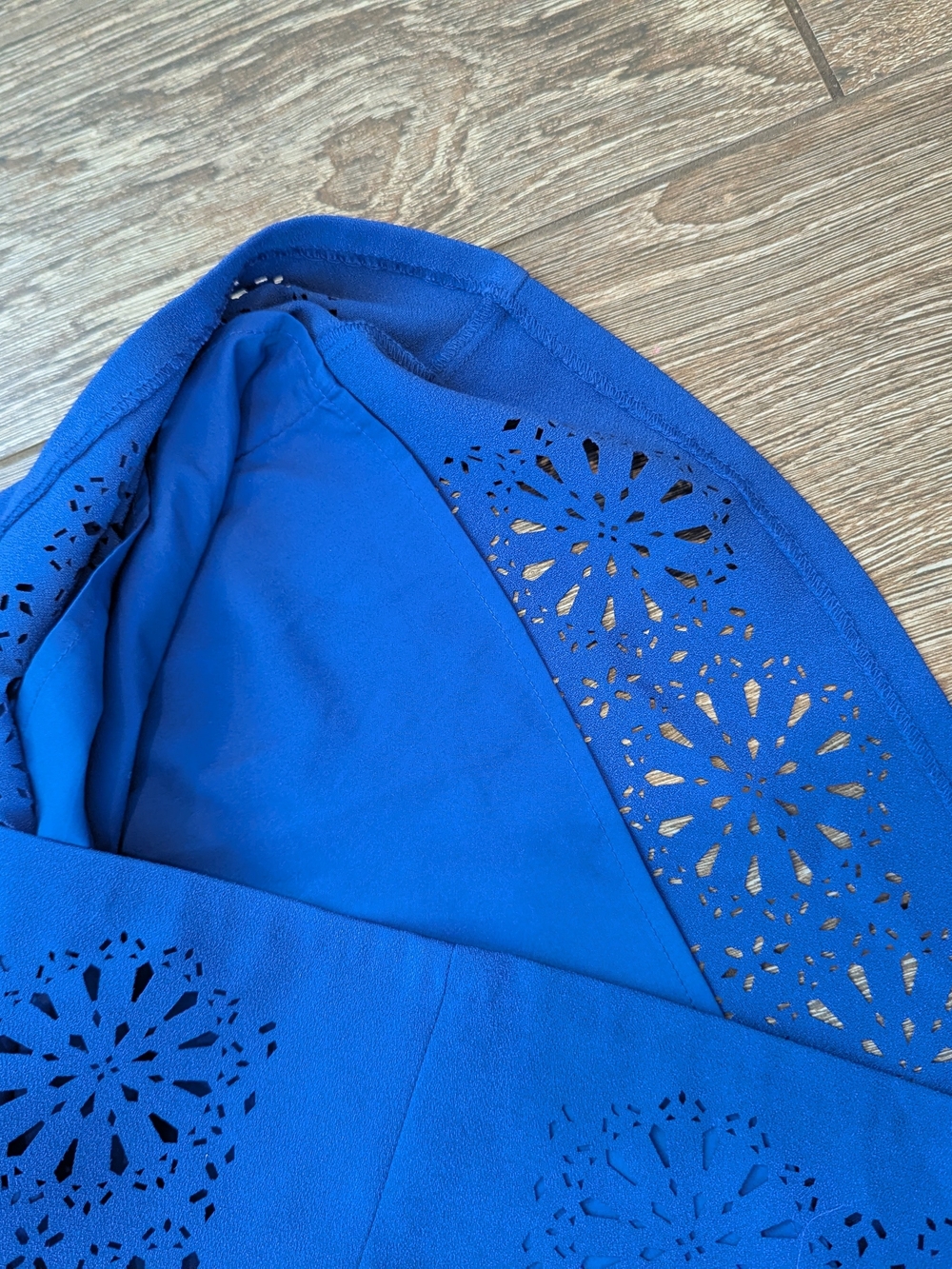 Banana Republic Cobalt Blue Spaghetti-Strap Mini Dress Shift Eyelet Cutout 6P - Picture 8 of 11